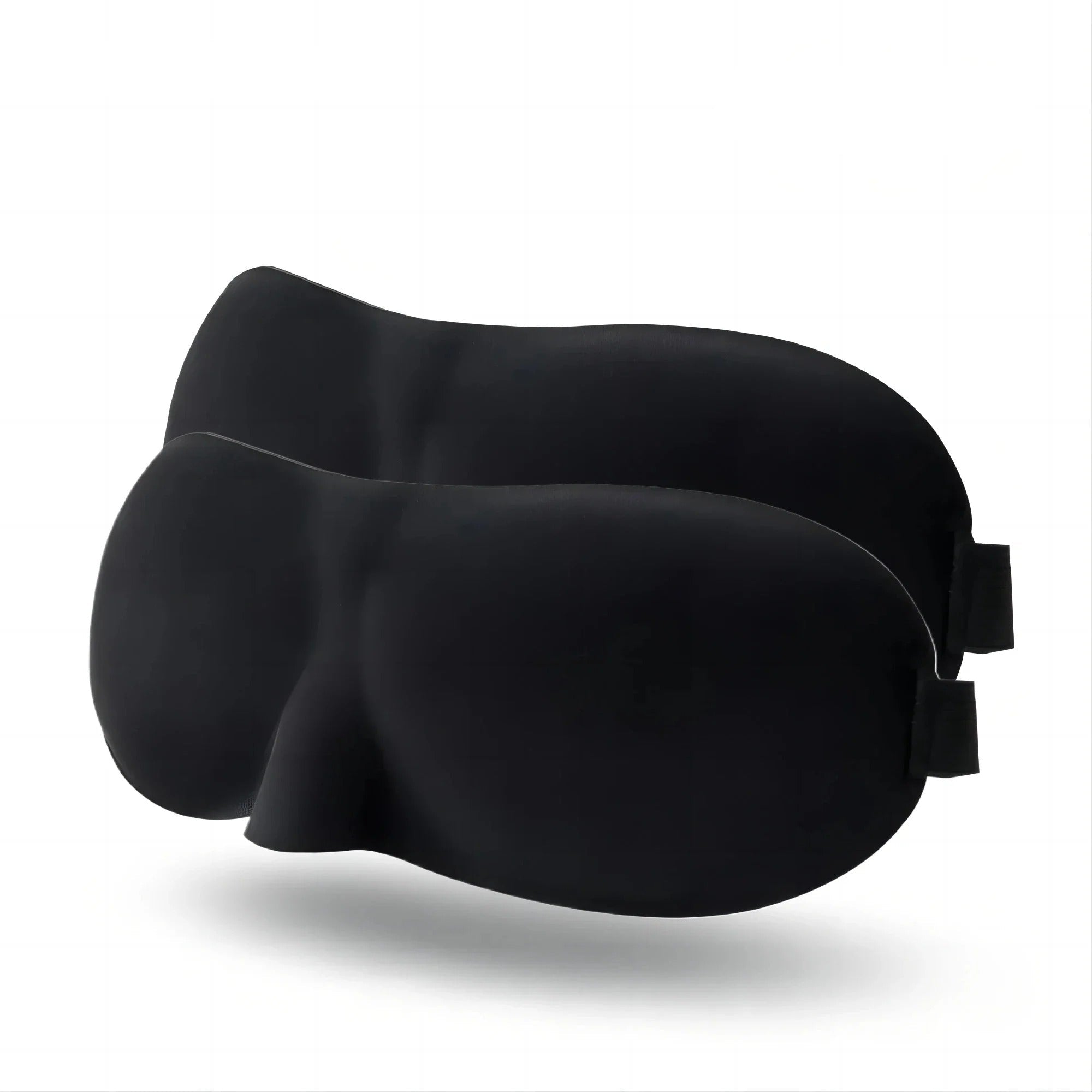 Two black sleep masks on a white background with 'Black' text above them.