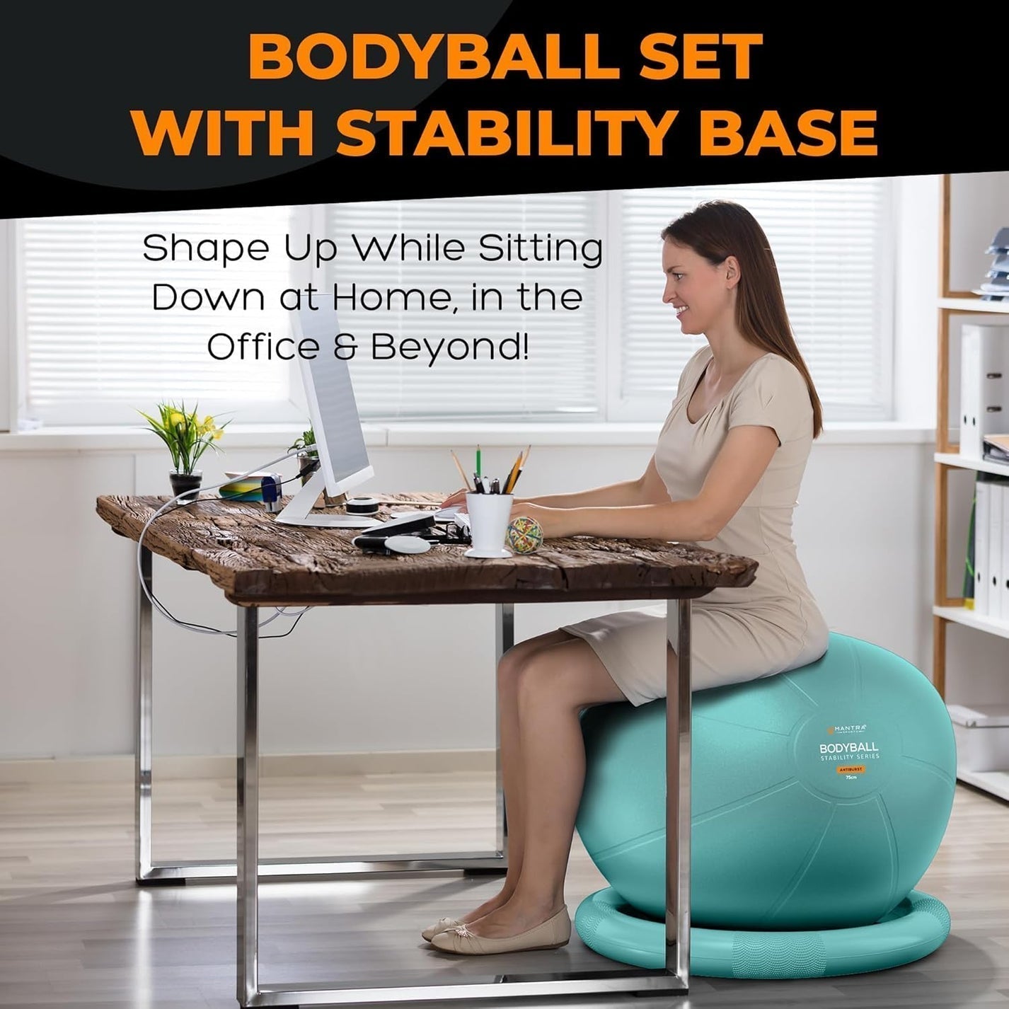 Yoga Ball Chair for Office & Pregnancy | Stability Ball for Exercise - Yoga Poses for beginners