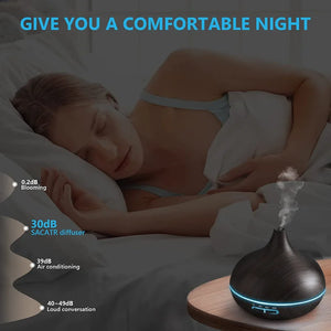 550ml Wood USB Aroma Diffuser, 7 LED Lights & Remote, Humidifier