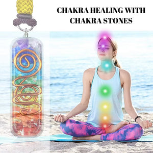 Retro Reiki Healing Crystal Pendant 7 Chakra Stone Necklace