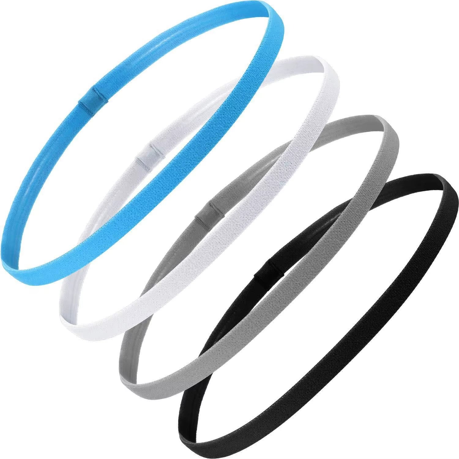 4 Pcs Non-Slip Elastic Sport Headbands for Women Men Yoga