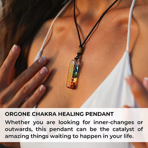 Retro Reiki Healing Crystal Pendant 7 Chakra Stone Necklace