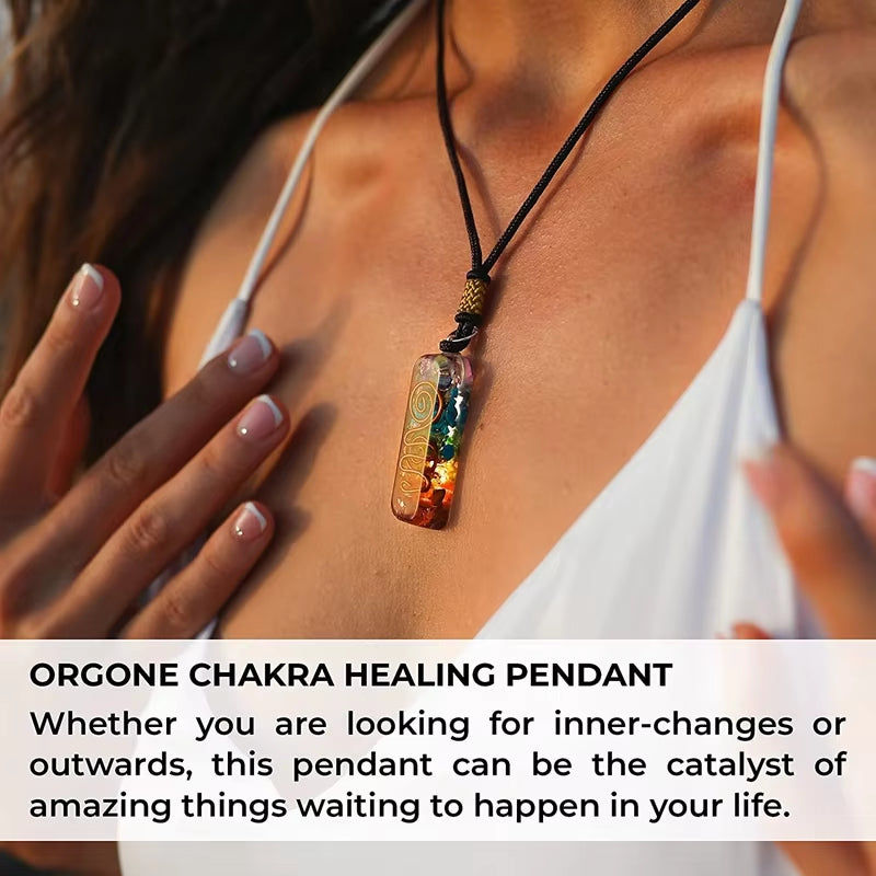 Retro Reiki Healing Crystal Pendant 7 Chakra Stone Necklace