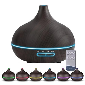 550ml Wood USB Aroma Diffuser, 7 LED Lights & Remote, Humidifier