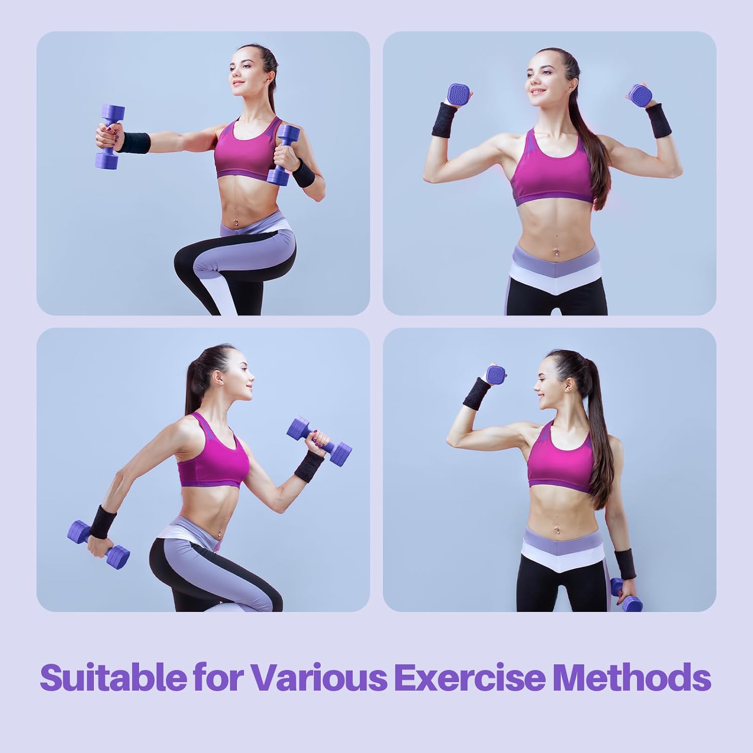 Adjustable Dumbbell Set of 2 - 4-in-1 Free Weights for Women