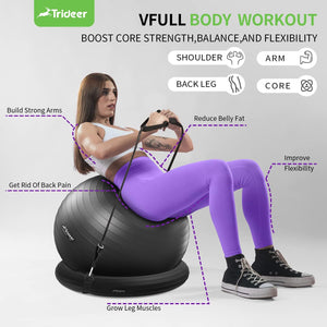 Ball Chair: Yoga & Exercise Ball with Base & Bands for Home Gym