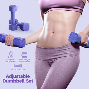 Adjustable Dumbbell Set of 2 - 4-in-1 Free Weights for Women