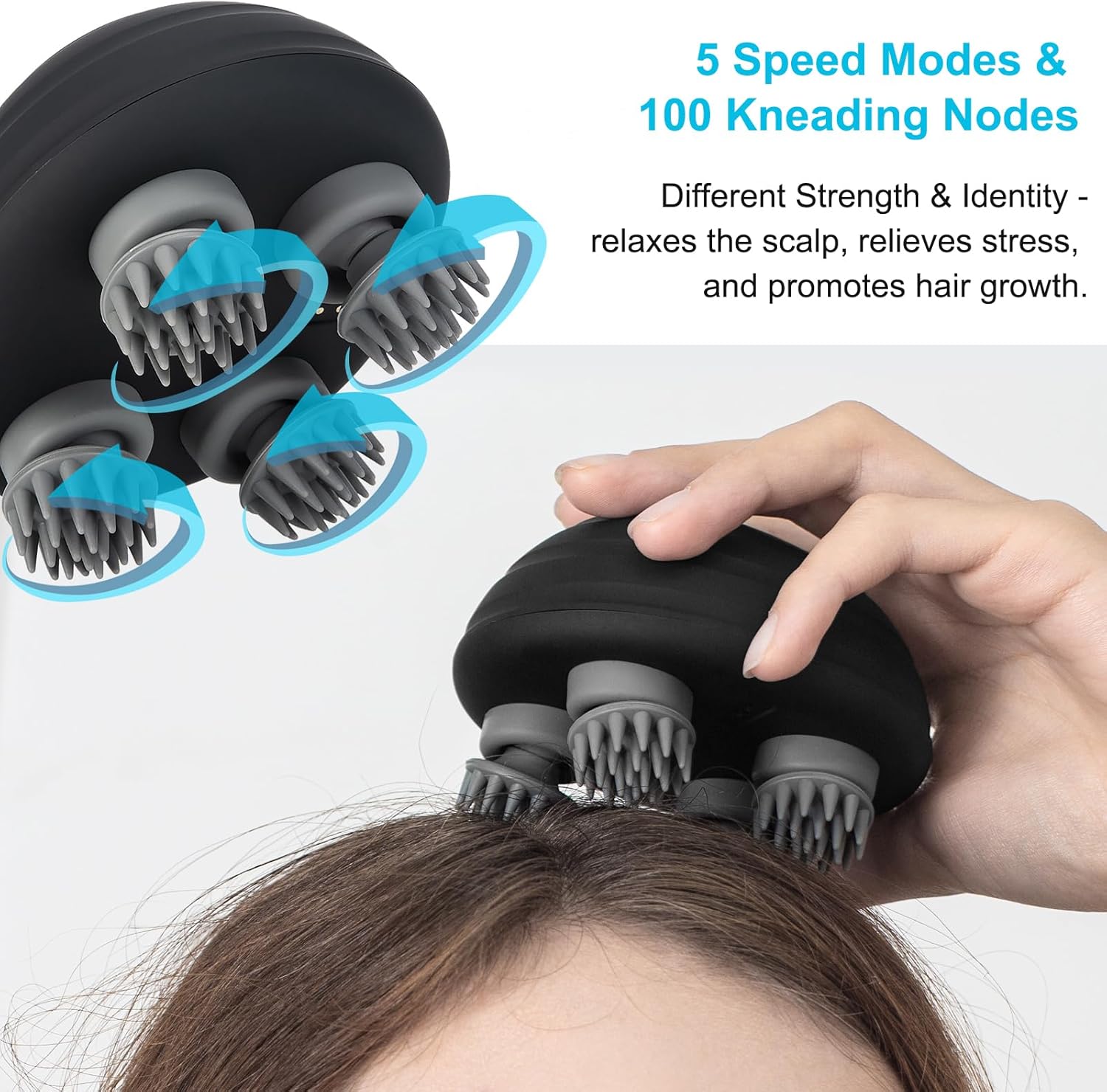 Electric Head Scalp Massager- Rechargeable, Cordless Scalp Massager (Black)