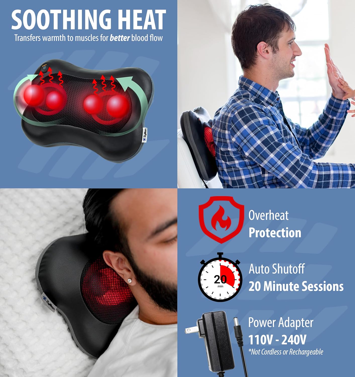 Shiatsu Back and Neck Massager with Heat - 3D Kneading Deep Tissue Massage