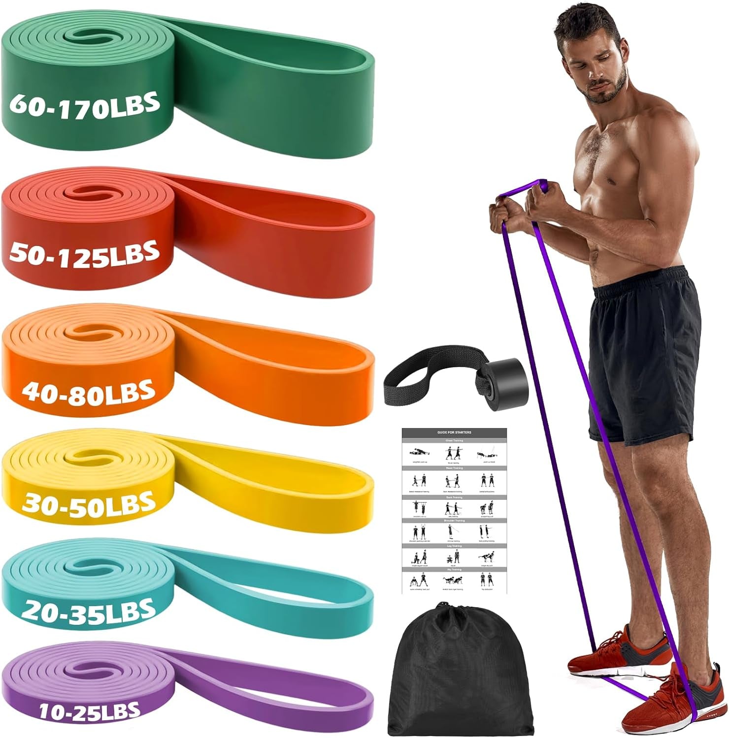 6-Level Resistance Bands for Pull-Up Assistance & Versatile Workouts