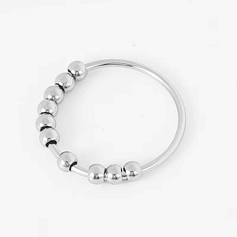 Anti-Stress Spinner Ring, Stainless Steel Beads, Fidget Toy