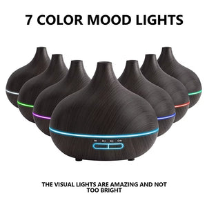 550ml Wood USB Aroma Diffuser, 7 LED Lights & Remote, Humidifier