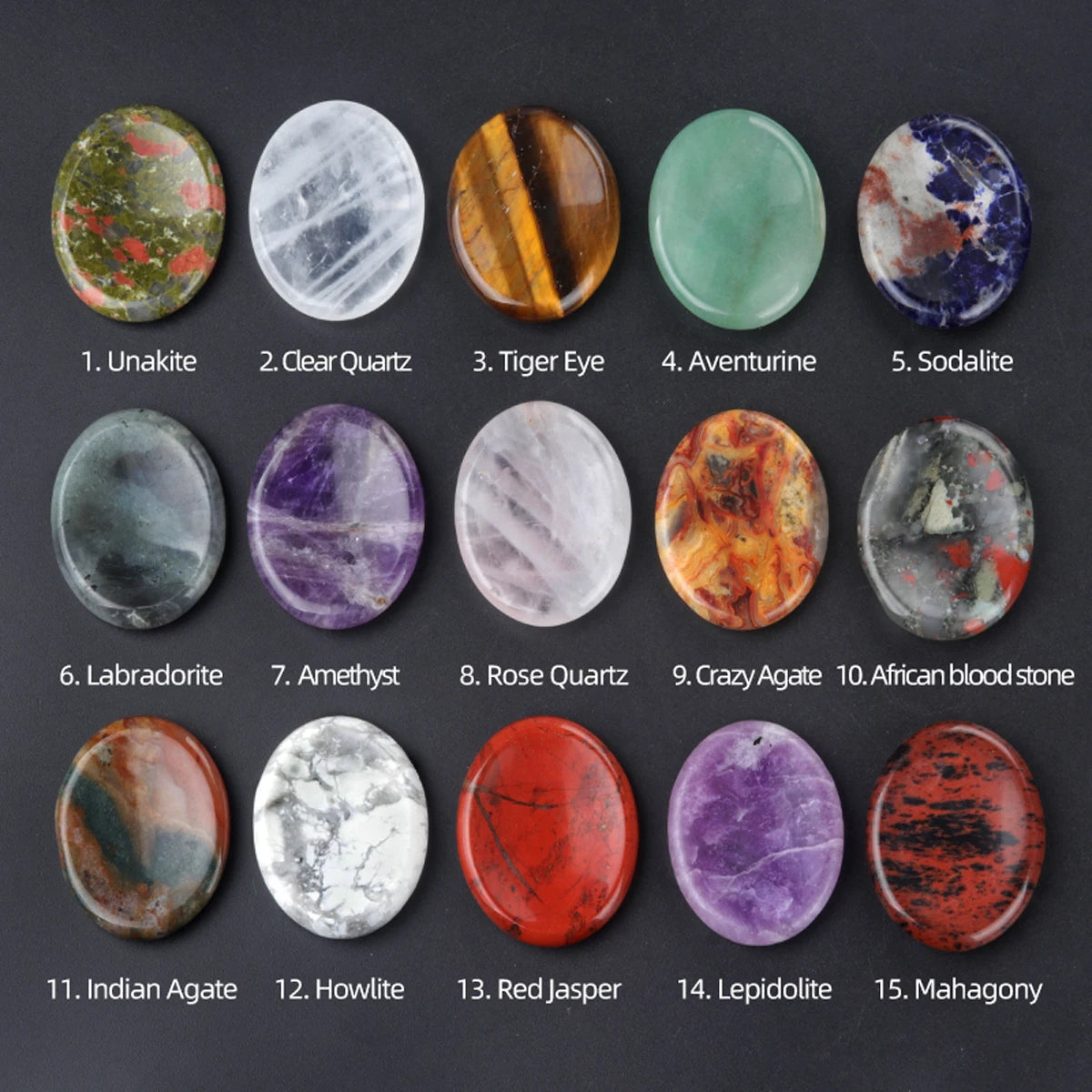 35x45mm Oval Thumb Worry Stone Quartz Chakra Healing Gem