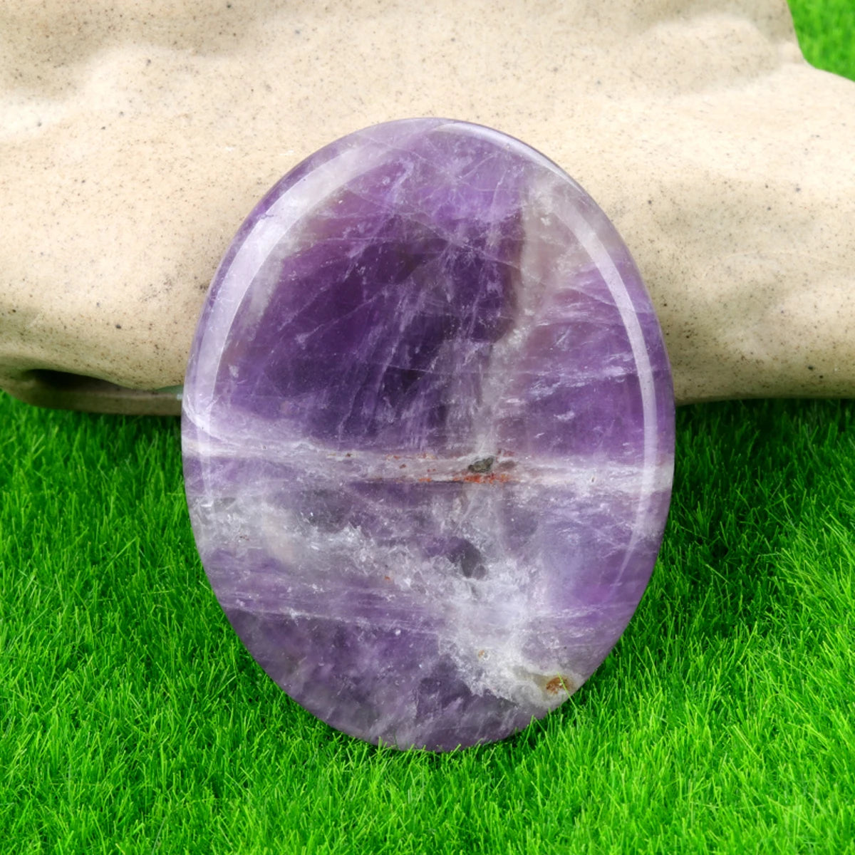 35x45mm Oval Thumb Worry Stone Quartz Chakra Healing Gem