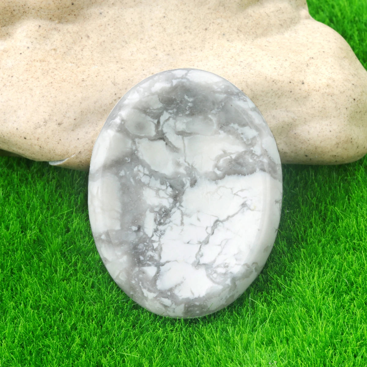 35x45mm Oval Thumb Worry Stone Quartz Chakra Healing Gem