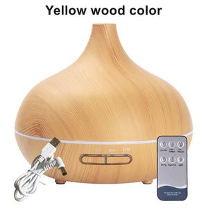 550ml Wood USB Aroma Diffuser, 7 LED Lights & Remote, Humidifier