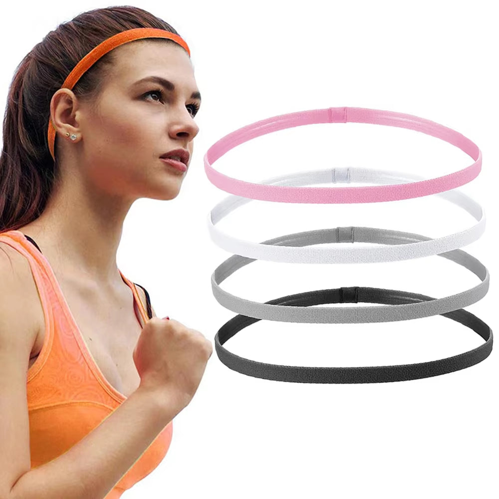 4 Pcs Non-Slip Elastic Sport Headbands for Women Men Yoga