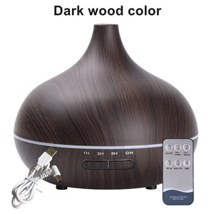 550ml Wood USB Aroma Diffuser, 7 LED Lights & Remote, Humidifier