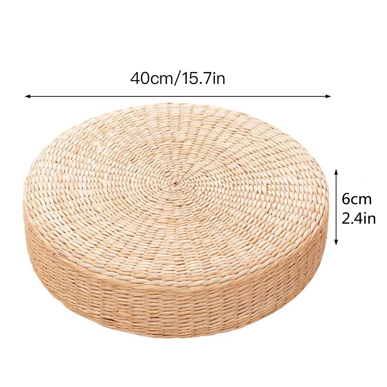 Handmade Straw Tatami Floor Cushion 40x40cm Round Pouf