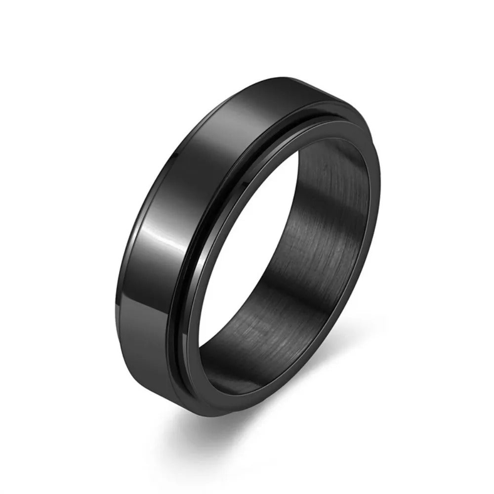 Anti-Anxiety Fidget Spinner Ring – Black Stainless Steel